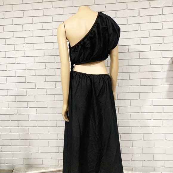 Farm Rio One-Shoulder Asymmetric Cutout Dress in Black - Size Large - Picture 8 of 11